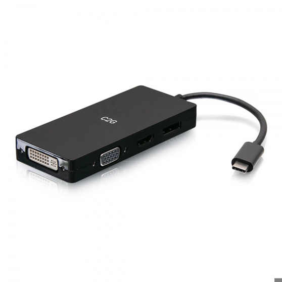 C2G USB-C Multiport-Adapter - 4-in-1 HDMI, DisplayPort, DVI & VGA - 4K 60Hz