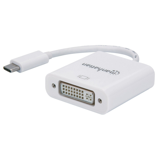 Manhattan USB 3.1 Typ C auf DVI Adapter - USB 3.1 Gen 2 Typ C Stecker zu DVI Buchse - Weiß