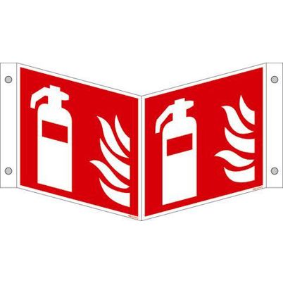 Feuerlöscher Nasenschild - ISO 7010 - Aluminium - 150 x 150 mm - 5 Stück