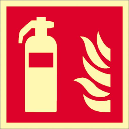 Feuerlöscher Schild ISO 7010 - Alu, langnachleuchtend, 160-mcd, 200x200 mm