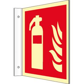 Langnachleuchtendes Fahnenschild für Feuerlöscher - ISO 7010 - 160 mcd - 148x148 mm